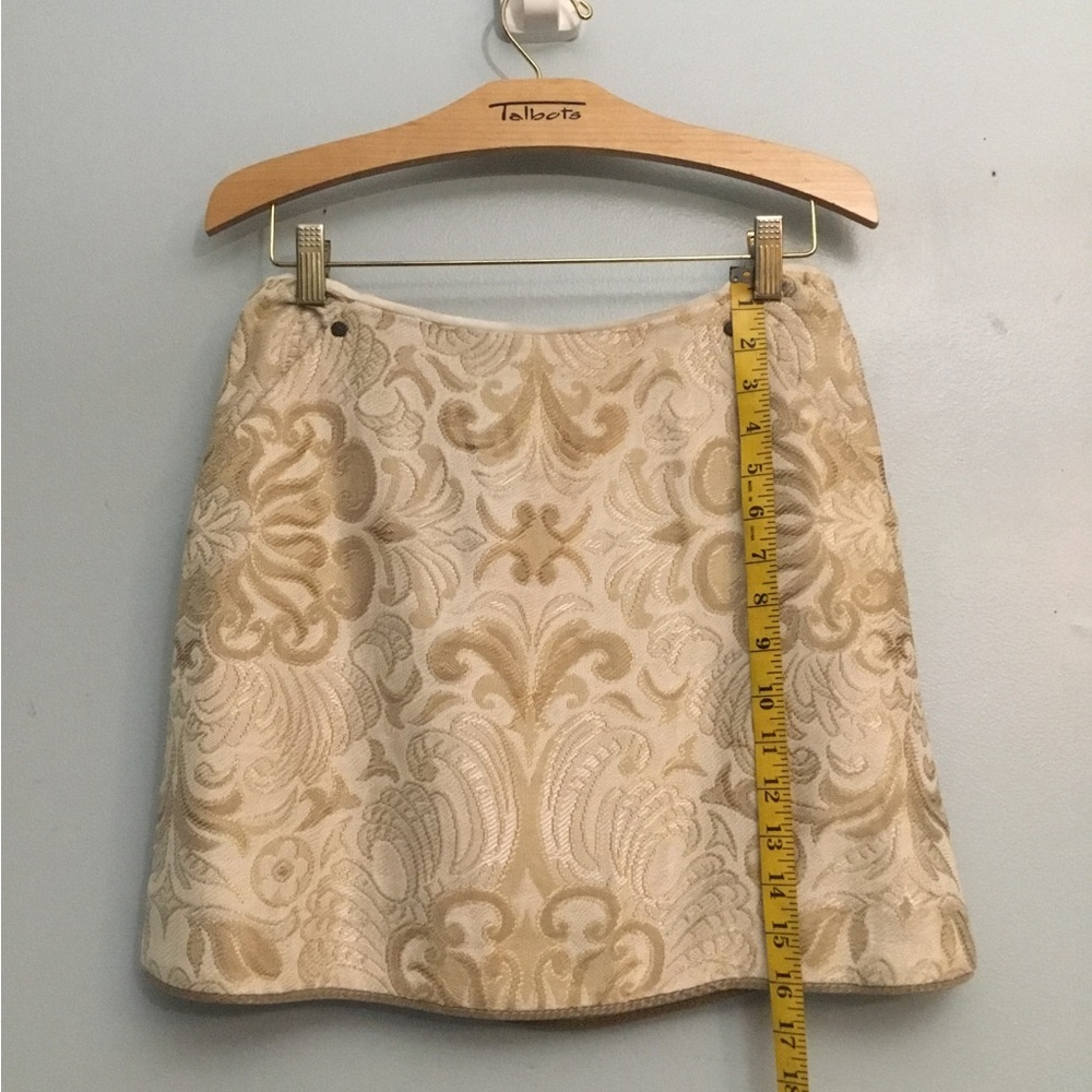 Elie Tahari Cream & Gold Brocade A-Line Skirt - Picture 2 of 14